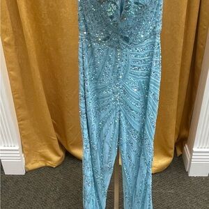 Strapless Blue Sequin Dress